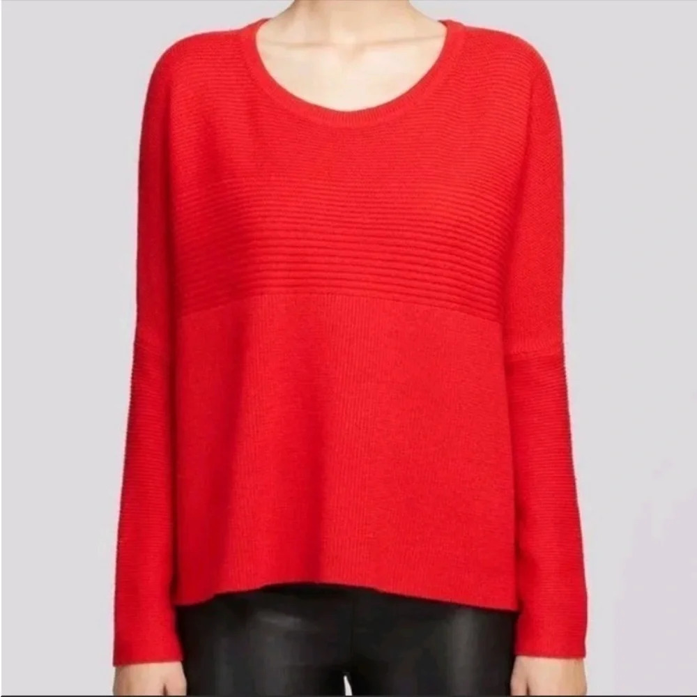 Helmut Lang Red Wool Blend Ribbed Sweater